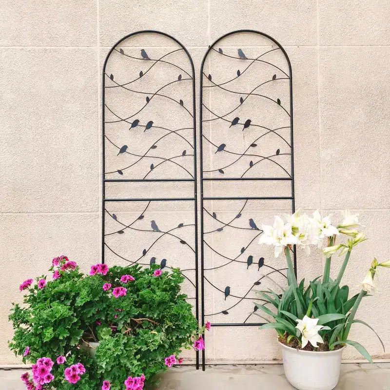 Trellis de Jardin en Métal 180 x 50 cm Anti-Rouille Support pour Plantes Grimpantes Fleurs Extérieur Noir