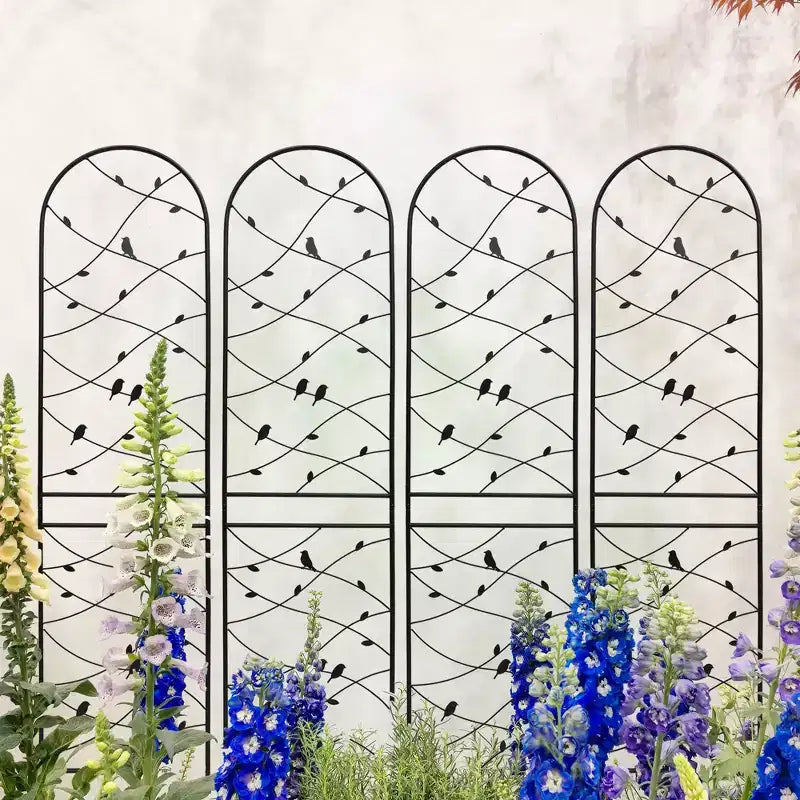 Trellis de Jardin en Métal 180 x 50 cm Anti-Rouille Support pour Plantes Grimpantes Fleurs Extérieur Noir