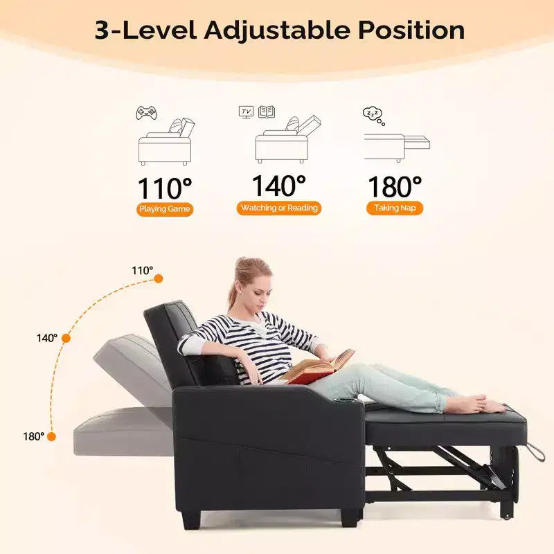 35.04 Inch Wide Single Sofa Bed