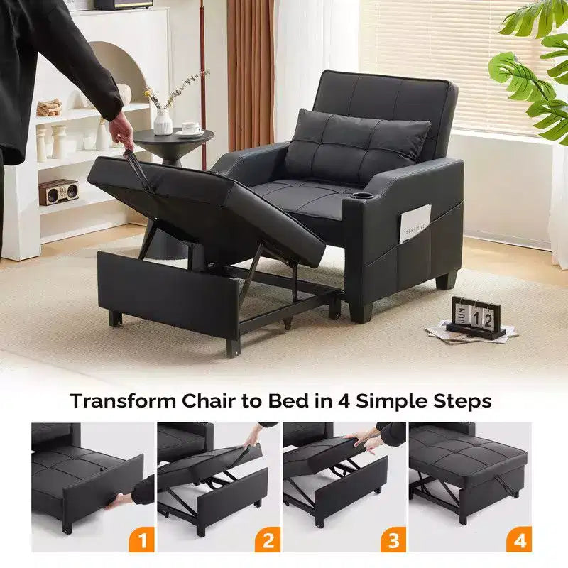 35.04 Inch Wide Single Sofa Bed