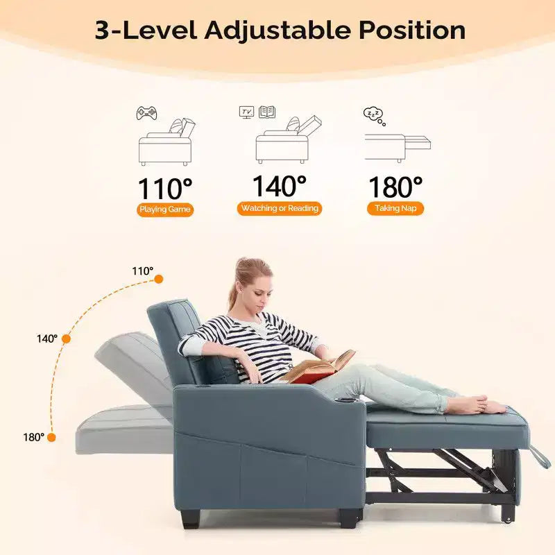 35.04 Inch Wide Single Sofa Bed