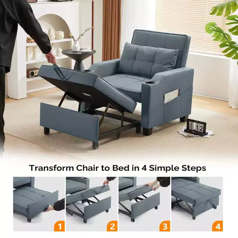35.04 Inch Wide Single Sofa Bed