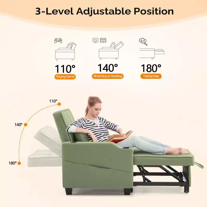 35.04 Inch Wide Single Sofa Bed