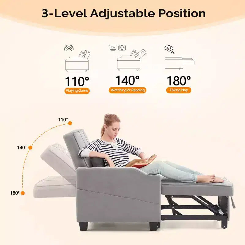 35.04 Inch Wide Single Sofa Bed