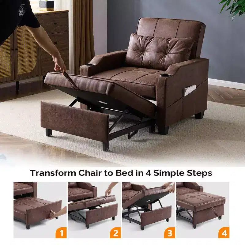 35.04 Inch Wide Single Sofa Bed