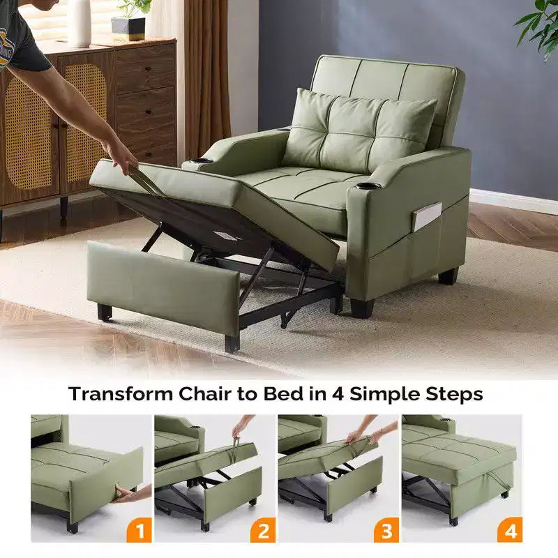 35.04 Inch Wide Single Sofa Bed