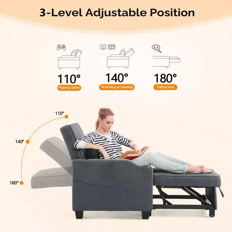 35.04 Inch Wide Single Sofa Bed