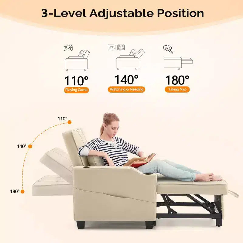35.04 Inch Wide Single Sofa Bed