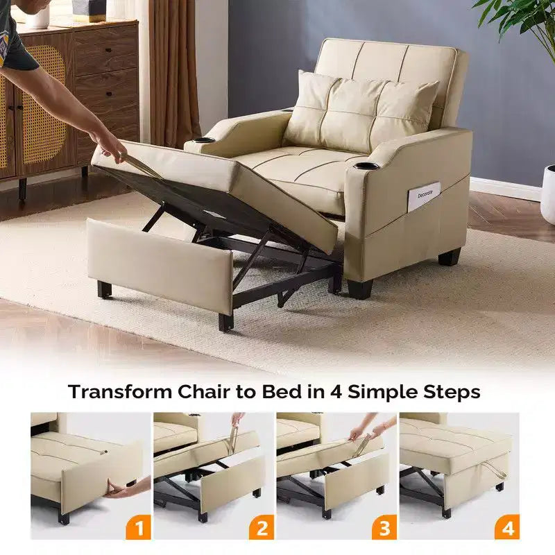 35.04 Inch Wide Single Sofa Bed
