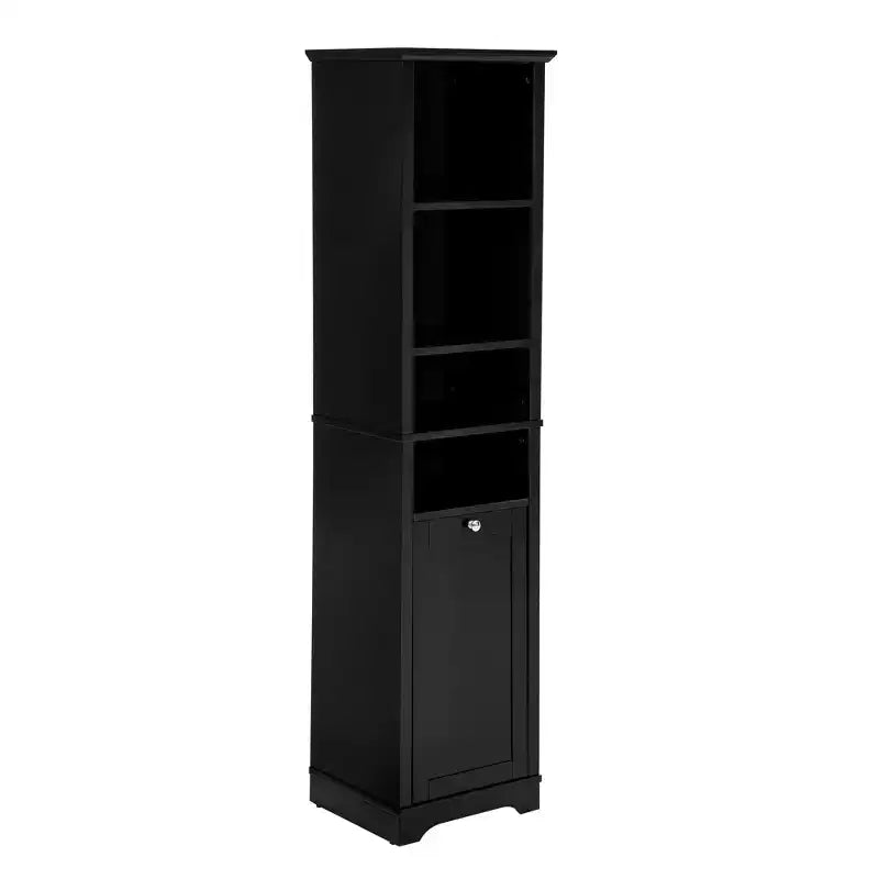Modern 63.8" Tall Bathroom Storage Cabinet with Adjustable Shelves, Laundry Hamper and Hidden Clothes Storage